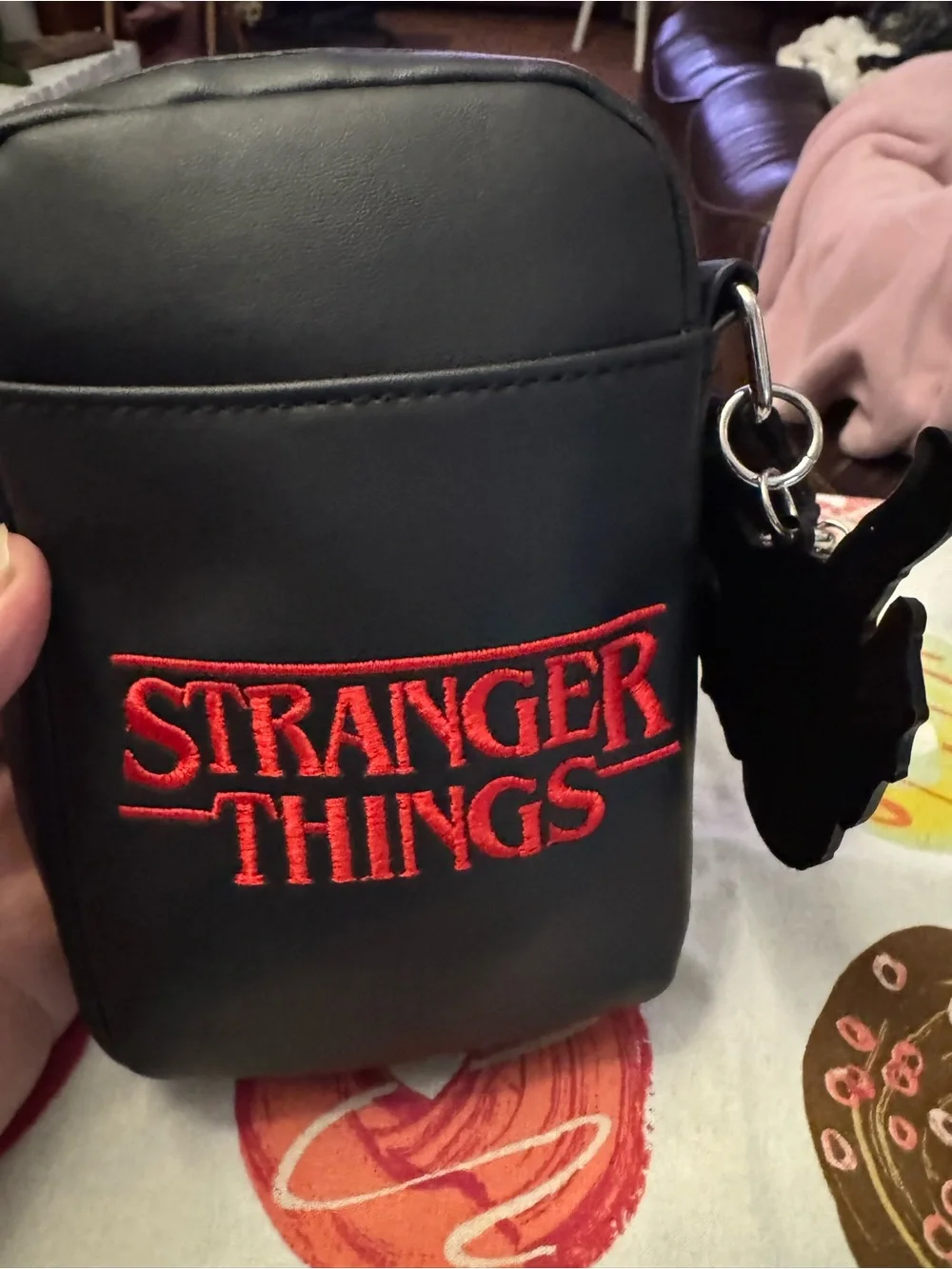Primark Black Stranger Things Crossbody Bag with Red Logo
